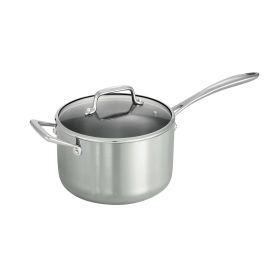 Tri-Ply Clad 4 Qt Covered Stainless Steel Sauce Pan