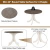 TOPMAX Mid-Century Solid Wood 5-Piece Round Dining Table Set, Kitchen Table Set with Upholstered Chairs for Small Places, Brown Table+Gray Chair