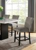 Attractive Set of 2pc Counter Height Chairs Dining Room Furniture Gray Flannelette Seat Nailhead Trim Kitchen Breakfast