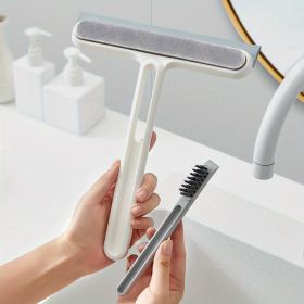 1pc/2pcs 3-in-1 Multi-Purpose Glass Cleaning Brush With Handle, Magic Window Cleaning Brush, Squeegee For Window, Glass, Shower Door, Car Windshield, (Color: White)