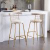 Bar Stool Set of 2, Luxury Velvet High Bar Stool with Metal Legs and Soft Back