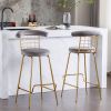 Bar Stool Set of 2, Luxury Velvet High Bar Stool with Metal Legs and Soft Back