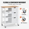 VEVOR Kitchen Island Cart Rolling Storage Cabinet on Wheel with Drawer & Shelves